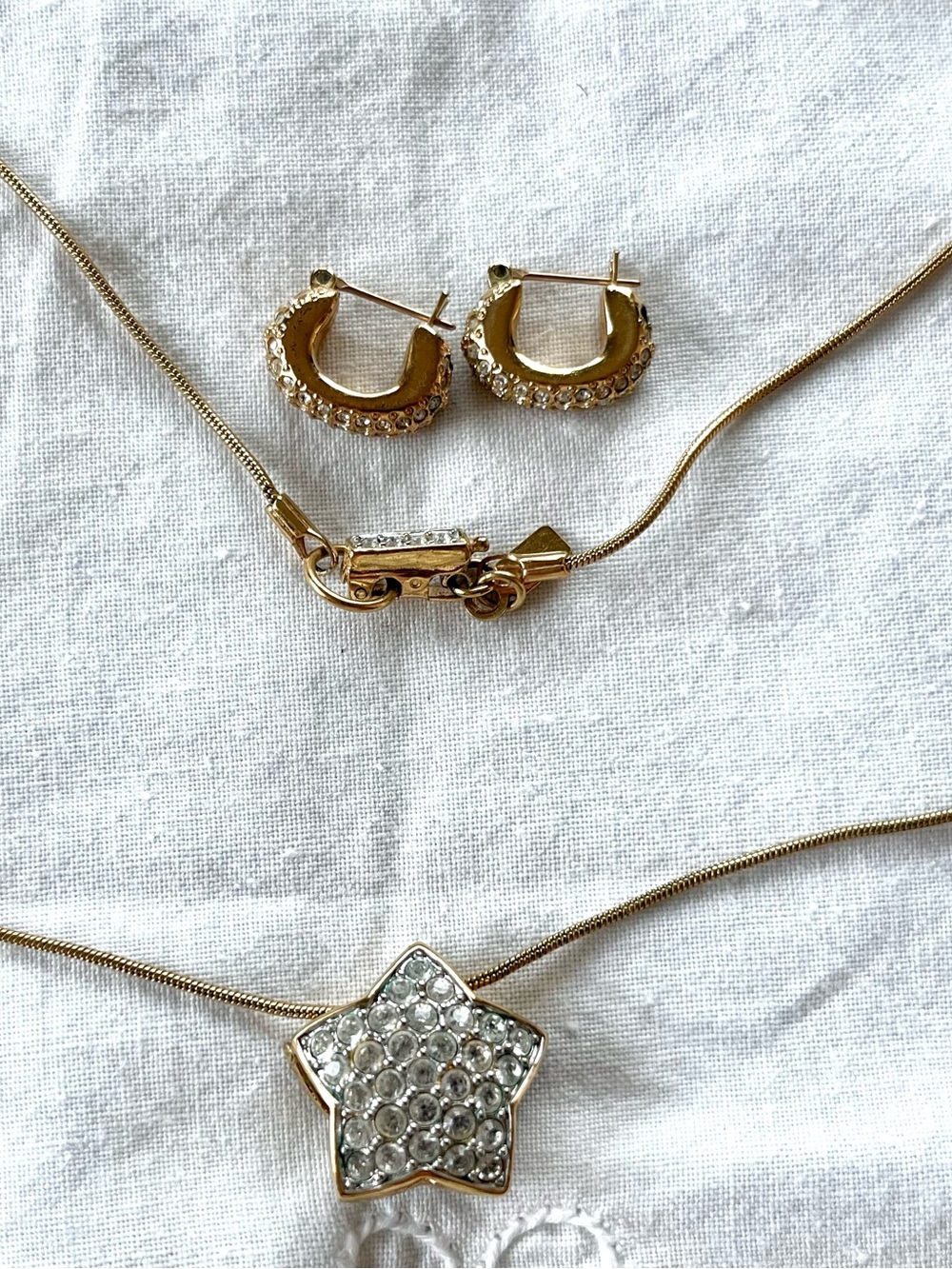 Swarovski Star necklace with small hoop earrings